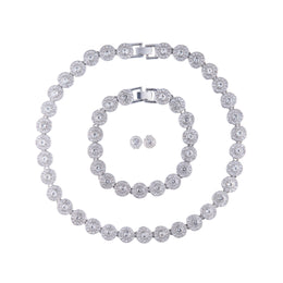 Σετ Στρογγυλό Διαμαντένιο Κολιέ + Βραχιόλι, από ανοξείδωτο ατσάλι