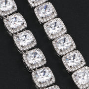 Σετ 2 ασημένια κουβανέζικα και διαμαντένια κολιέ