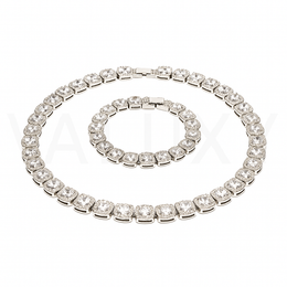 Σετ κολιέ και βραχιόλι με διαμάντια (ασημί/χρυσό)