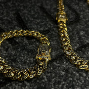 Σετ Κολιέ + Βραχιόλι Valuxy Cuban με μαύρες πέτρες