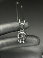 Κολιέ κρανίο, από ανοξείδωτο ατσάλι 50cm (Χρυσό/Ασημί)