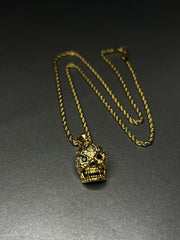 Κολιέ κρανίο, από ανοξείδωτο ατσάλι 50cm (Χρυσό/Ασημί)