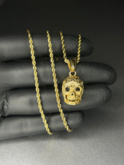 Κολιέ κρανίο, από ανοξείδωτο ατσάλι 50cm (Χρυσό/Ασημί)