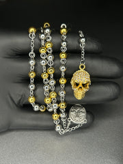 Κολιέ Golden Skull, από ανοξείδωτο ατσάλι 65cm