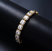 Κουβανικό βραχιόλι με διαμάντια πλάτους 9 χιλιοστών (ασημί/χρυσό)