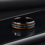 Μαύρο δαχτυλίδι Valuxy με Ξύλο και Μπλε Οπάλιο