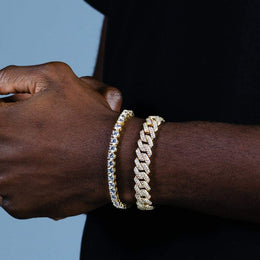 Σετ 2 βραχιόλια κουβανέζικου και τένις, χρυσό