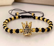 Βραχιόλι ρυθμιζόμενο, μαύρο κορδόνι, μοντέλο κορώνας