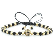 Βραχιόλι μοντέλο Globe με μικρές χάντρες, από όνυχα και επιχρυσωμένο ανοξείδωτο ατσάλι